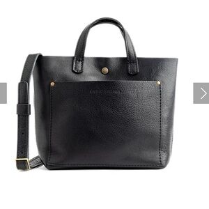 Portland Leather Goods Black Pebbled Leather Mini Crossbody Tote